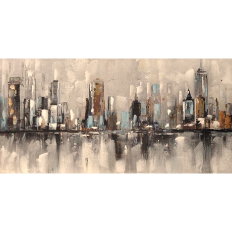 Quadro Panorâmico Pintura Urbana Cidade 60x120 Quadro Panorâmico Pintura Urbana Cidade 60x120